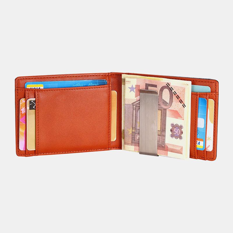 Menn Kunstskinn Retro Business Anti-theft Multi-slot Kortholder Lommebok Pengeklips