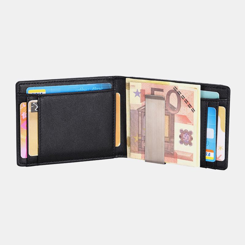 Menn Kunstskinn Retro Business Anti-theft Multi-slot Kortholder Lommebok Pengeklips