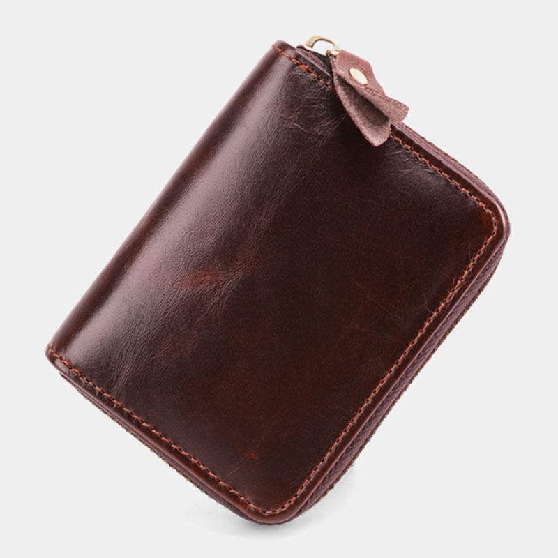 Menn Kuskinn Orgel Lommebok Anti-magnetisk Multi-card Slot Kortholder Money Clip Card Case