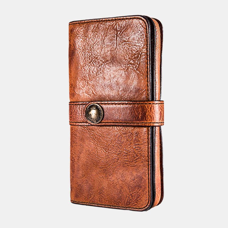 Menn Lang Bifold Multi-card Slot Kortholder Vintage Pu-skinn 6.5 Tommers Telefonveske Pengeklips Lommebok