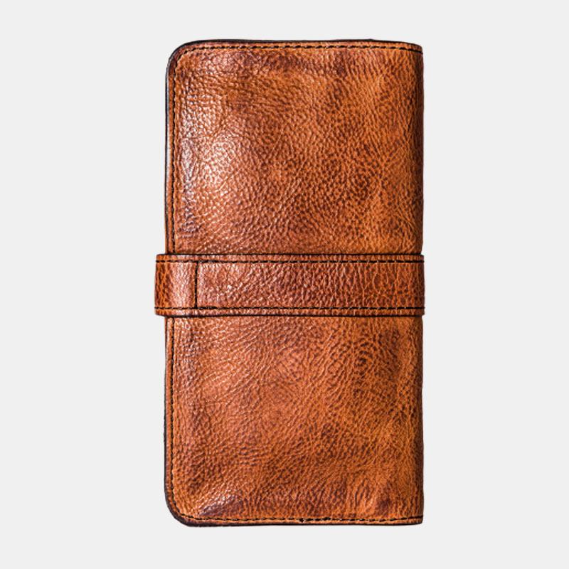 Menn Lang Bifold Multi-card Slot Kortholder Vintage Pu-skinn 6.5 Tommers Telefonveske Pengeklips Lommebok