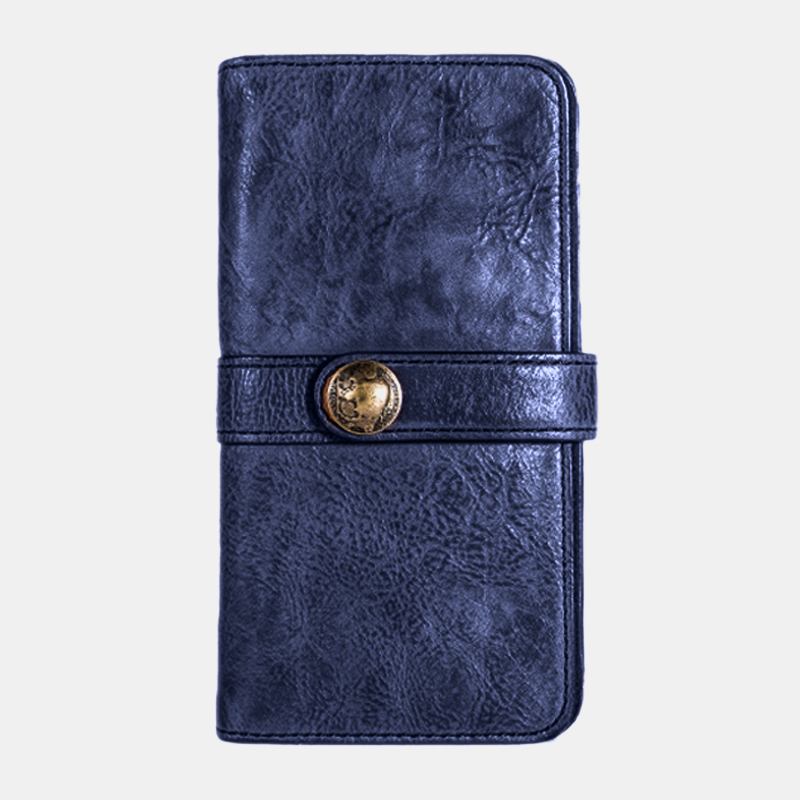 Menn Lang Bifold Multi-card Slot Kortholder Vintage Pu-skinn 6.5 Tommers Telefonveske Pengeklips Lommebok