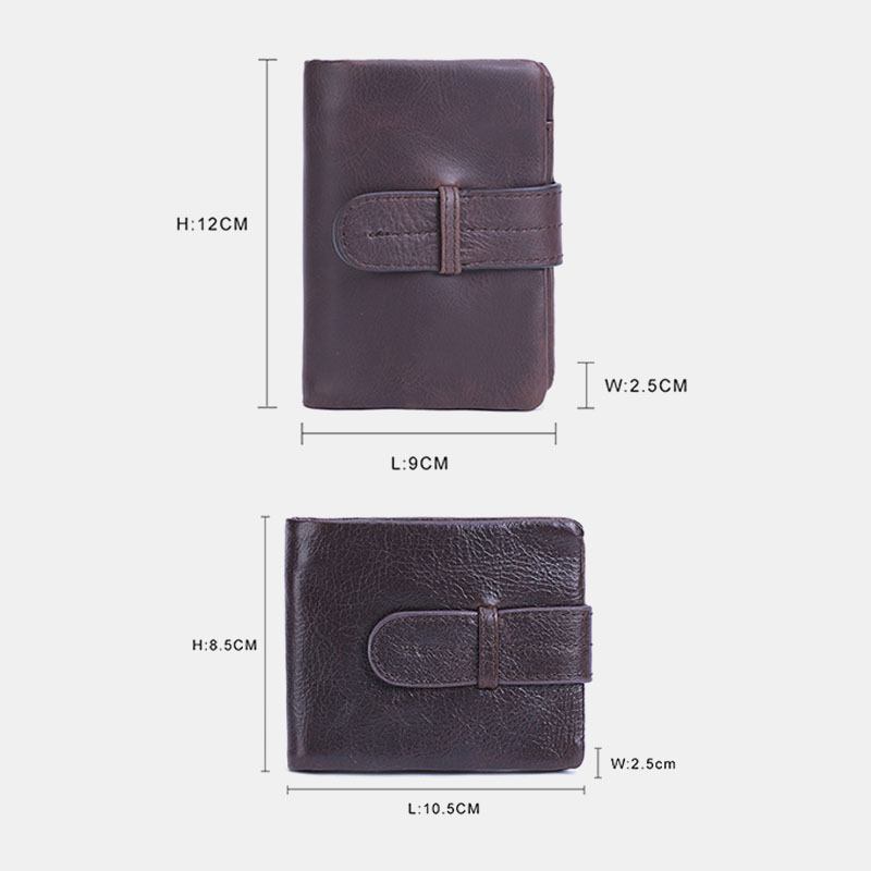 Menn Oljevoks Skinn Kort Sammenleggbar Lommebok Retro Mote Tynn Bifold Clutch Lommebok Myntpung Kortholder Pengeklemme