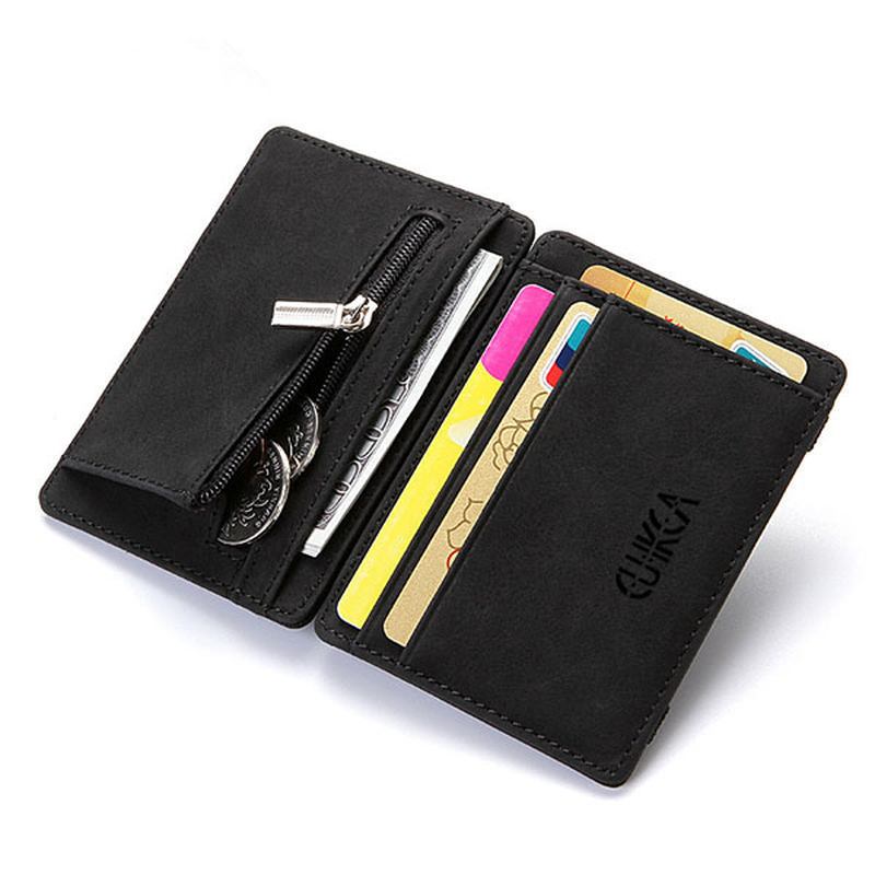 Menn Pu Leather Money Clip Tynn Bifold Lommebok Kredittkortholder