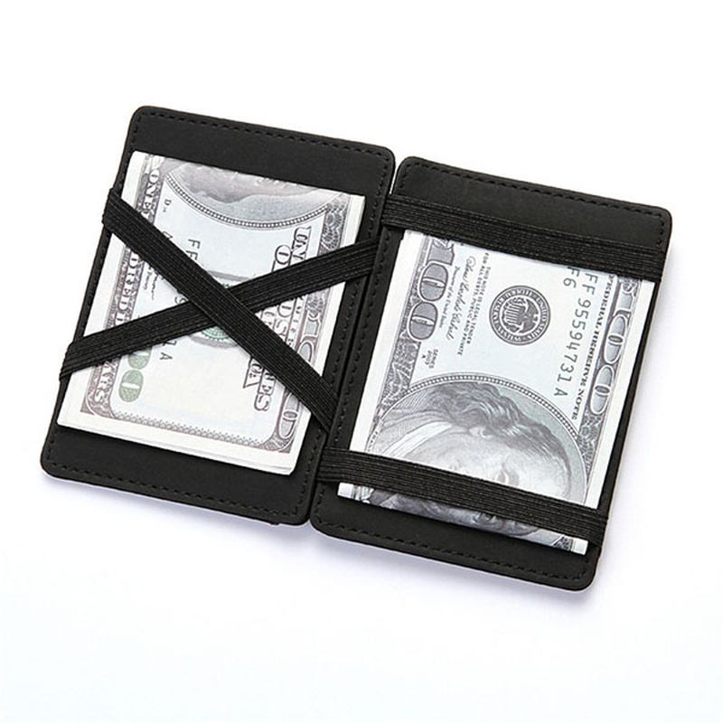 Menn Pu Leather Money Clip Tynn Bifold Lommebok Kredittkortholder