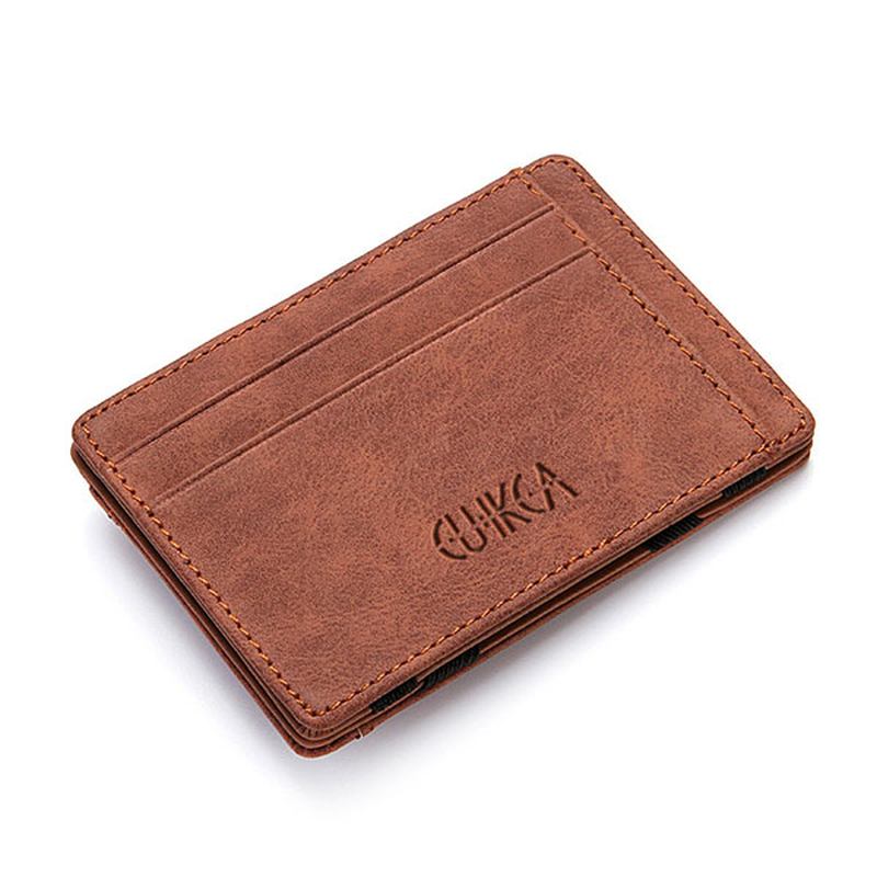 Menn Pu Leather Money Clip Tynn Bifold Lommebok Kredittkortholder