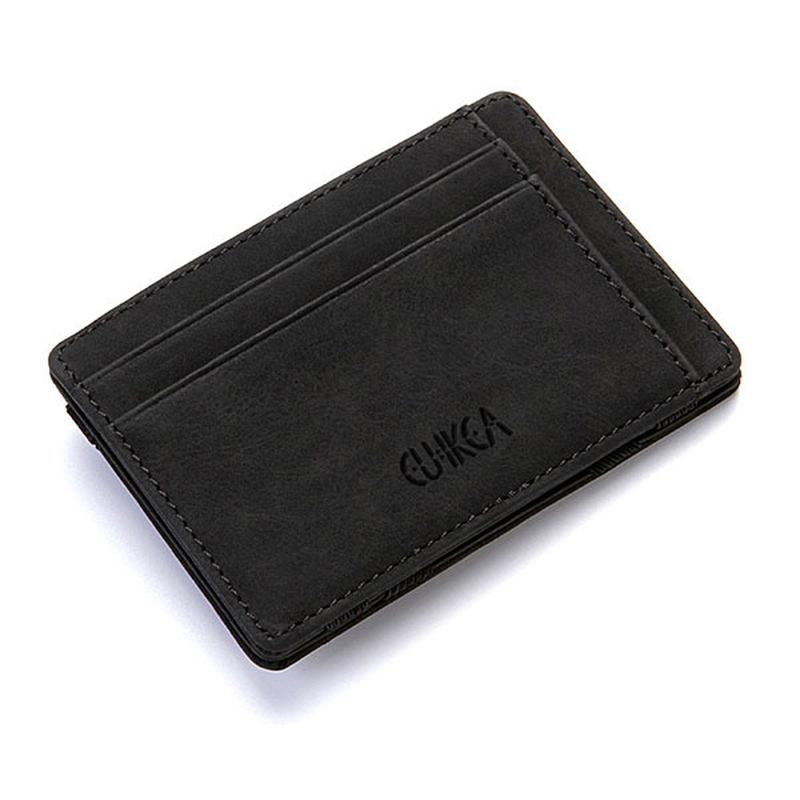 Menn Pu Leather Money Clip Tynn Bifold Lommebok Kredittkortholder