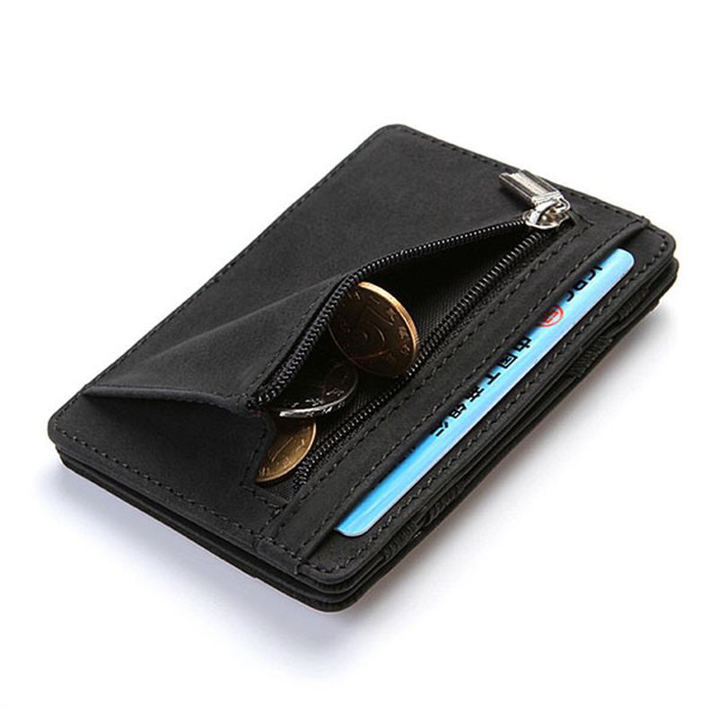 Menn Pu Leather Money Clip Tynn Bifold Lommebok Kredittkortholder