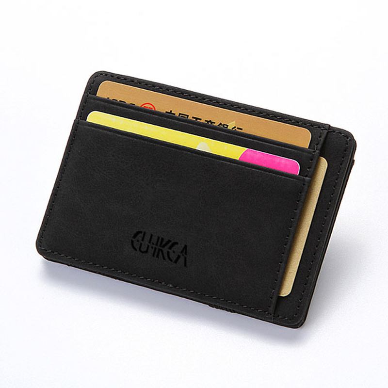 Menn Pu Leather Money Clip Tynn Bifold Lommebok Kredittkortholder