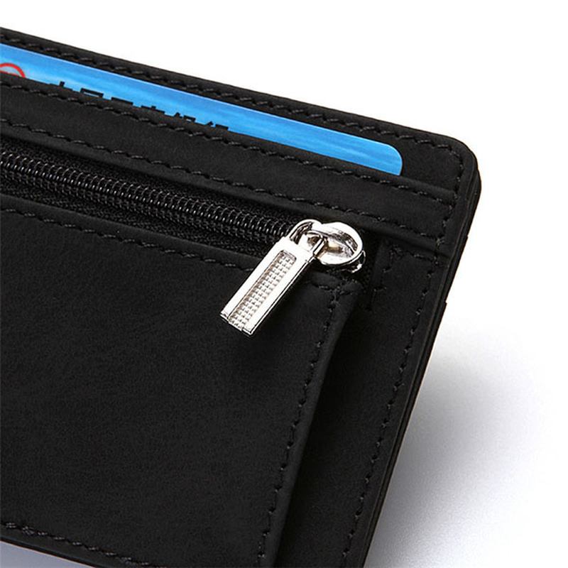 Menn Pu Leather Money Clip Tynn Bifold Lommebok Kredittkortholder