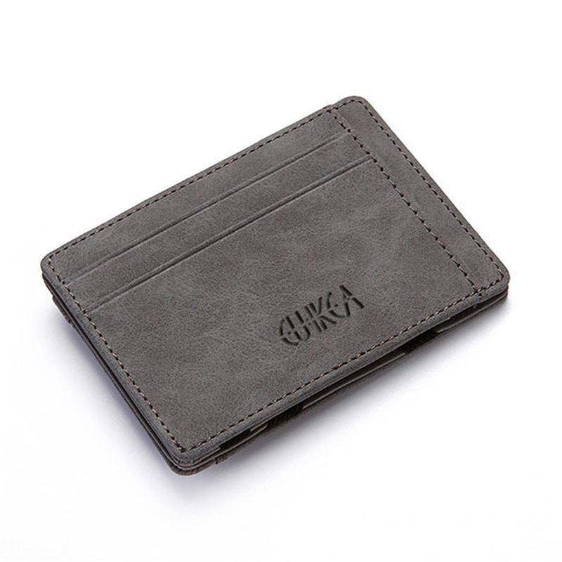 Menn Pu Leather Money Clip Tynn Bifold Lommebok Kredittkortholder