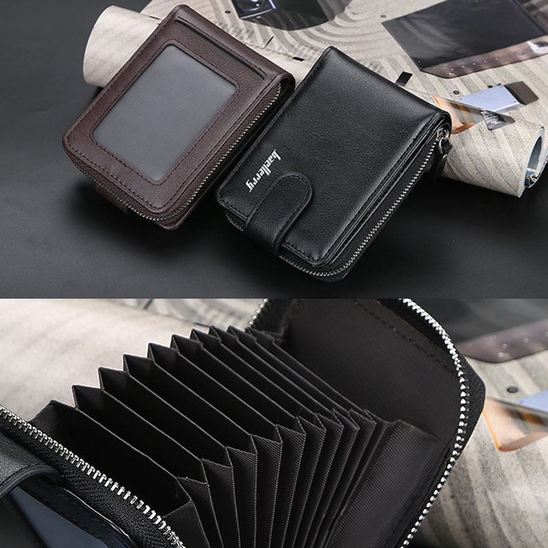 Menn Pu Leather Organ Design Multi-card Slot Retro Money Clip Card Holder Lommebok