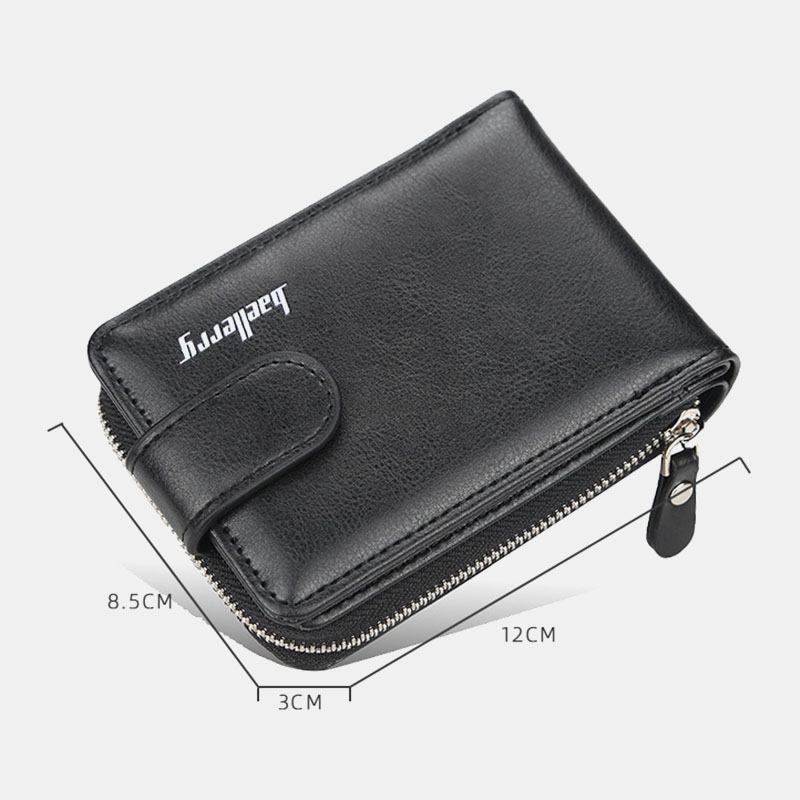 Menn Pu Leather Organ Design Multi-card Slot Retro Money Clip Card Holder Lommebok