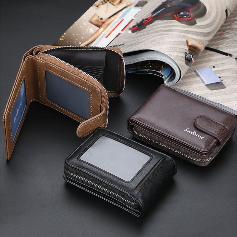 Menn Pu Leather Organ Design Multi-card Slot Retro Money Clip Card Holder Lommebok