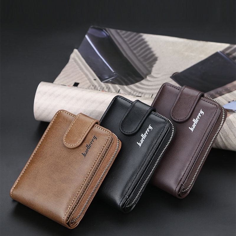 Menn Pu Leather Organ Design Multi-card Slot Retro Money Clip Card Holder Lommebok