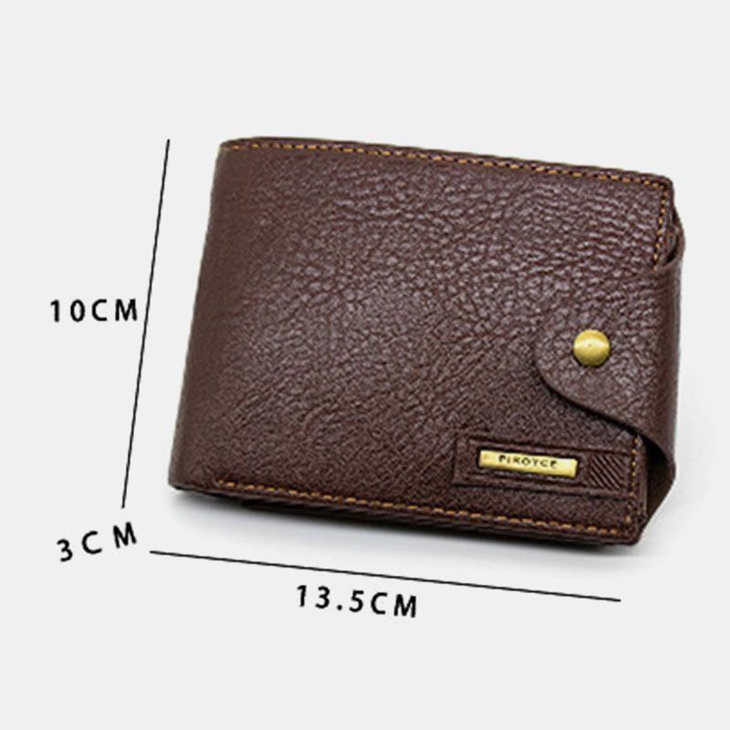 Menn Pu Leather Trifold Hasp Stor Kapasitet Retro Fritids Kortholder Mynt Lommebok