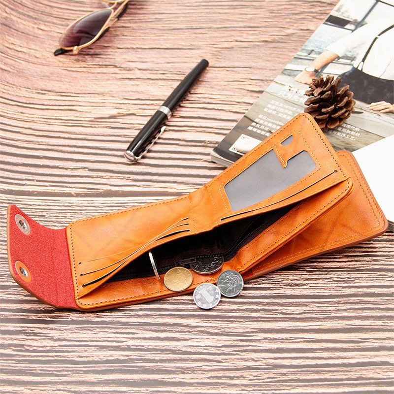 Menn Pu-skinn Dollarmønster Bifold Sort Multi-card Slot Card Holder Myntlommebok