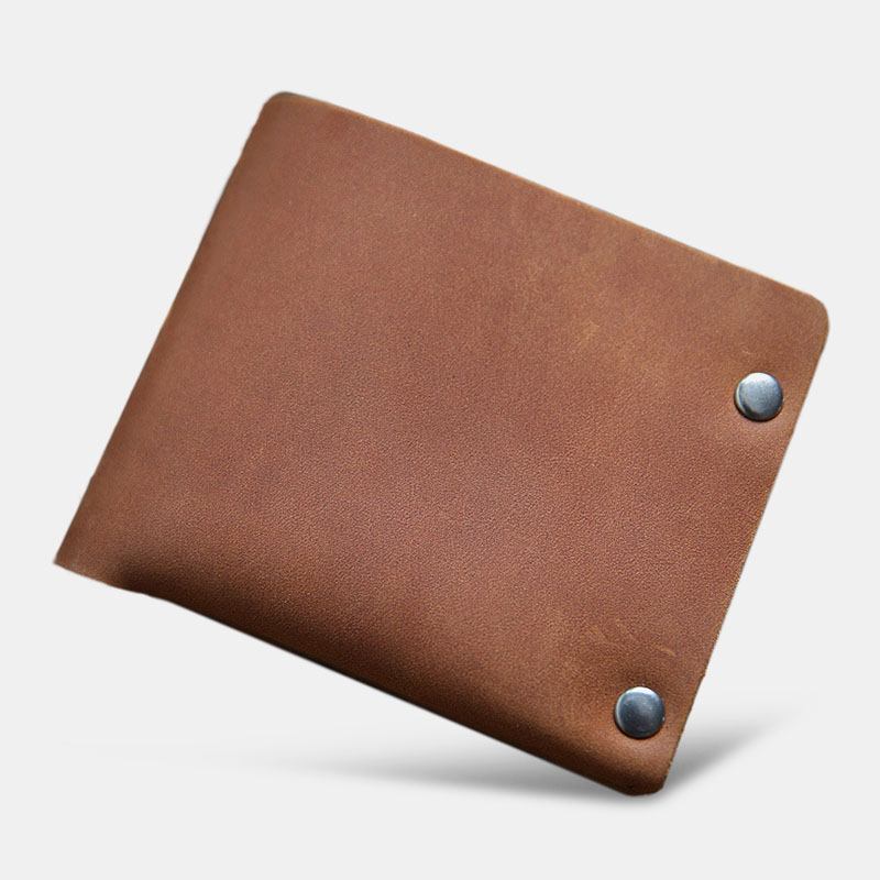 Menn Short Bifold Kuskinn Lommebok Nagle Design Stor Kapasitet Kortholder Myntpung