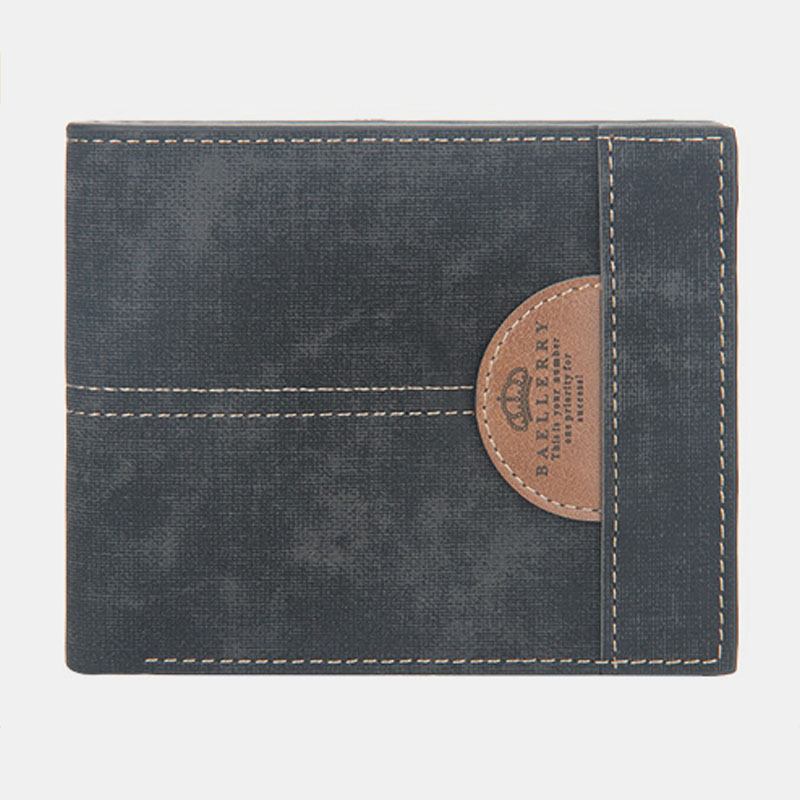 Menn Tynn Bifold Denim Mønster Pu Lær Lommebok Multi-card Slot Card Holder Myntpung Med Stor Kapasitet