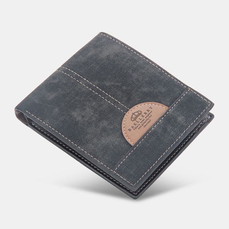 Menn Tynn Bifold Denim Mønster Pu Lær Lommebok Multi-card Slot Card Holder Myntpung Med Stor Kapasitet