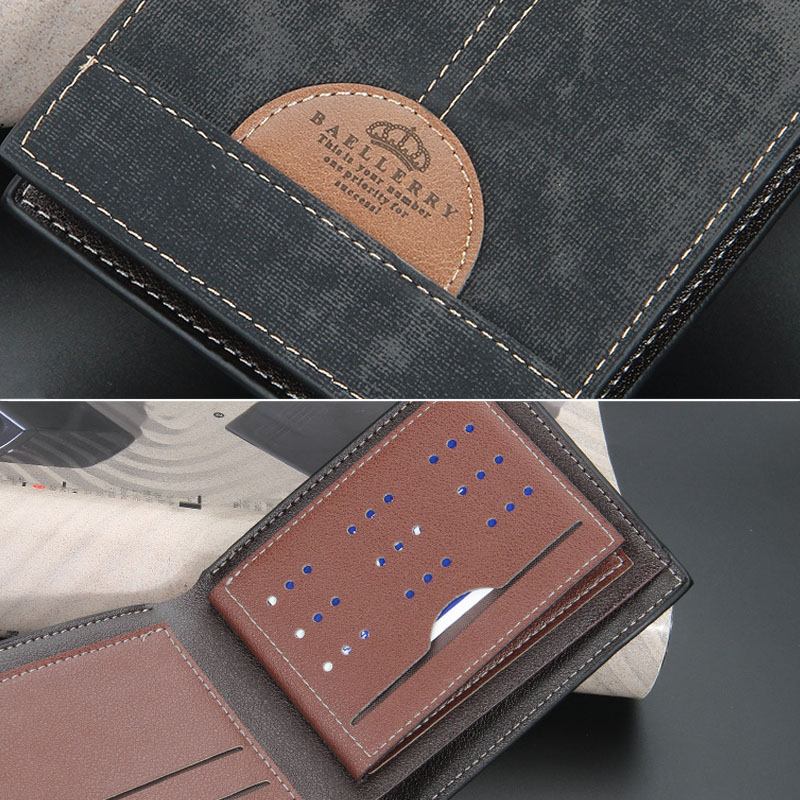 Menn Tynn Bifold Denim Mønster Pu Lær Lommebok Multi-card Slot Card Holder Myntpung Med Stor Kapasitet