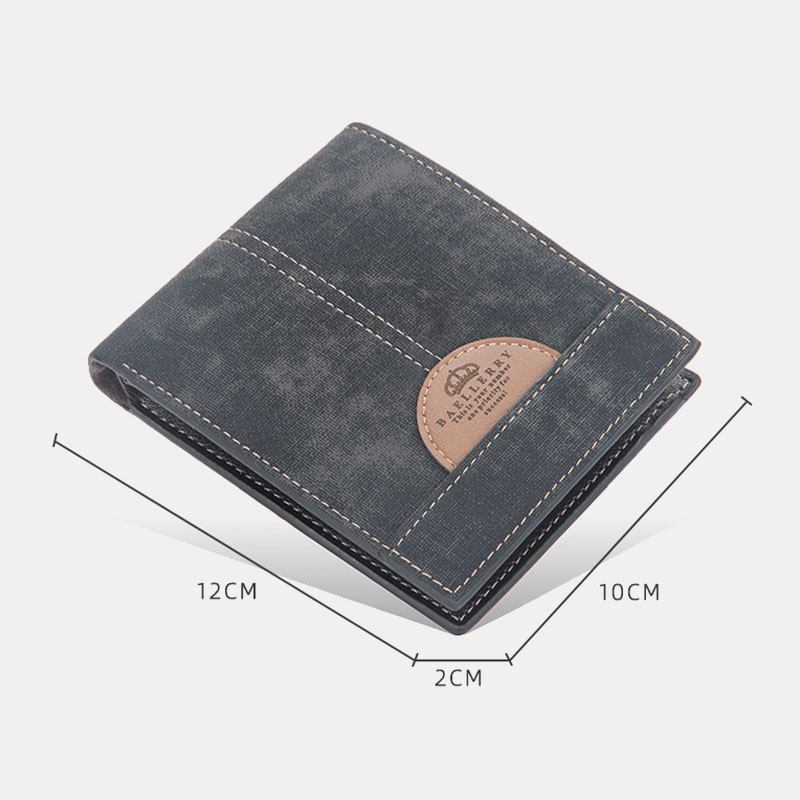 Menn Tynn Bifold Denim Mønster Pu Lær Lommebok Multi-card Slot Card Holder Myntpung Med Stor Kapasitet