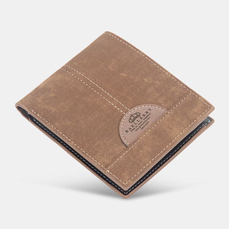 Menn Tynn Bifold Denim Mønster Pu Lær Lommebok Multi-card Slot Card Holder Myntpung Med Stor Kapasitet