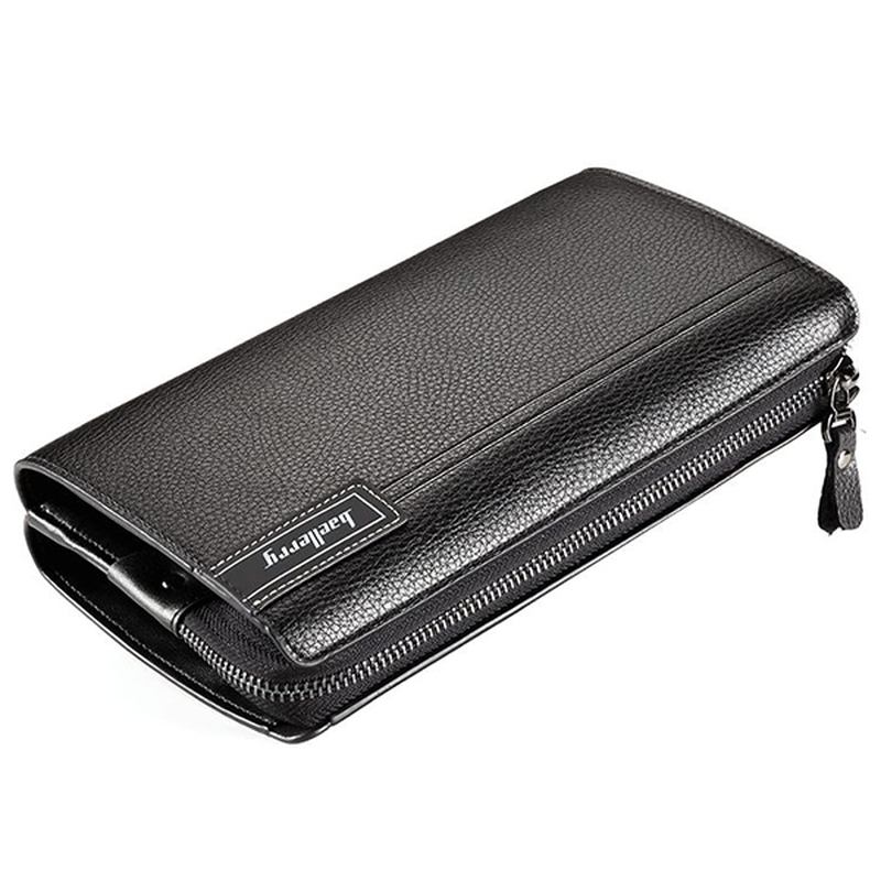 Pu Business Fritids Zipper Clutch Veske 4 Cash Lommer Lommebok For Menn