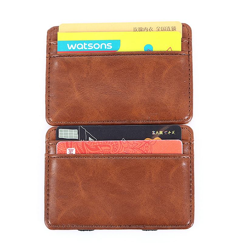 Pu Money Card Clip Magic Wallet Fritids Clutch Bus Card Bag