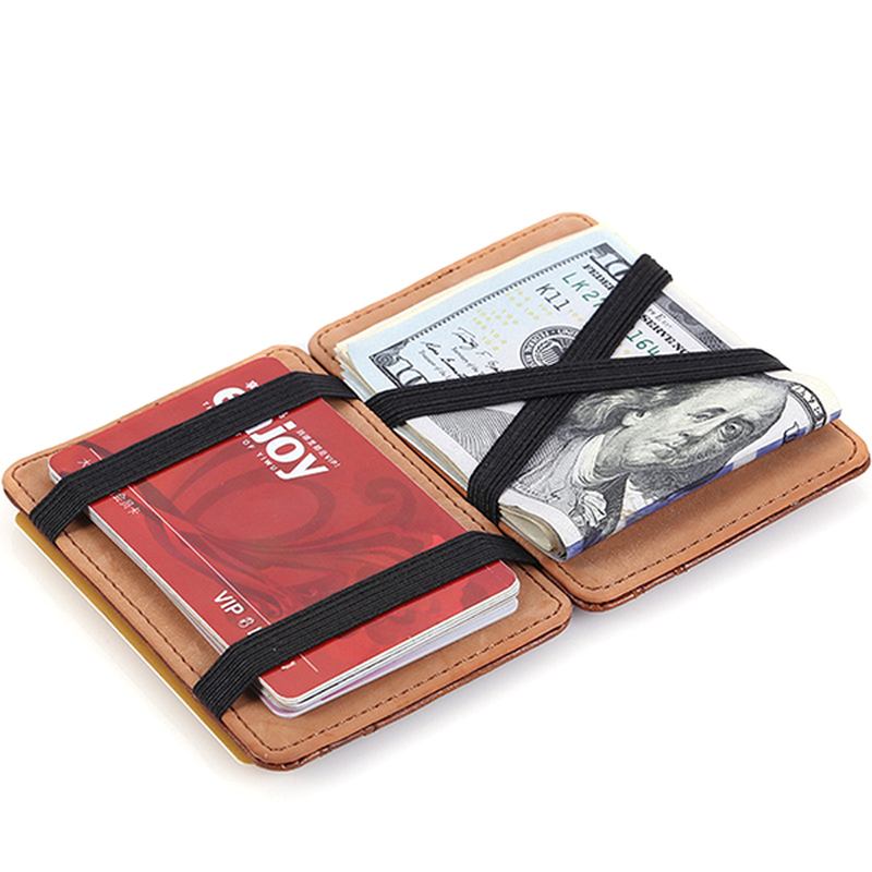 Pu Money Card Clip Magic Wallet Fritids Clutch Bus Card Bag