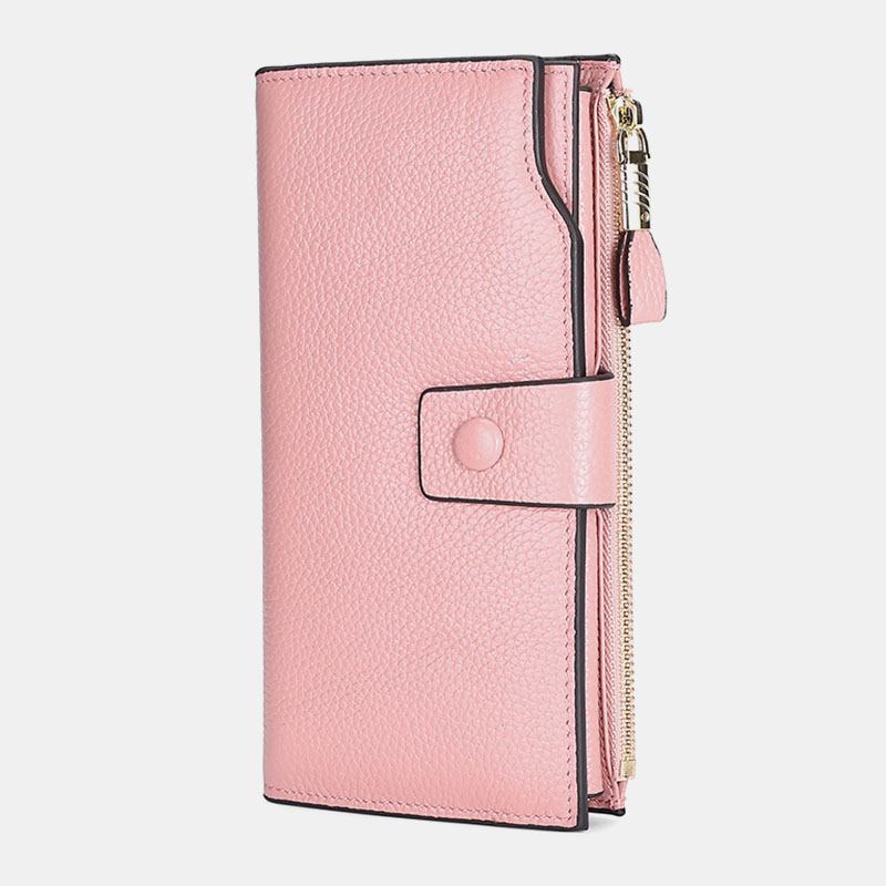 Unisex Ekte Lær Anti-tyveri Litchi Mønster 5.8 Tommer Telefonveske Clutch Veske Multi-slot Kortholder Lommebok