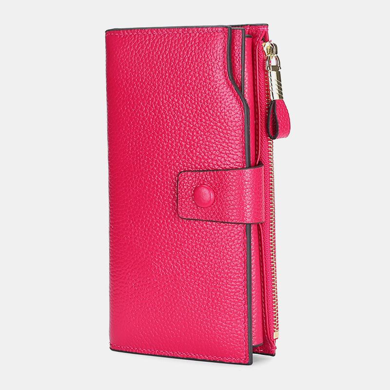 Unisex Ekte Lær Anti-tyveri Litchi Mønster 5.8 Tommer Telefonveske Clutch Veske Multi-slot Kortholder Lommebok