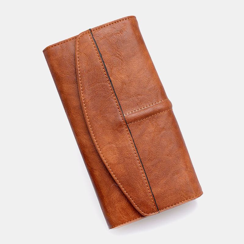 Unisex Kunstskinn Retro Trifold Håndbærende Multi-slot 5.5-tommers Telefon Clutch Veske Lommebok