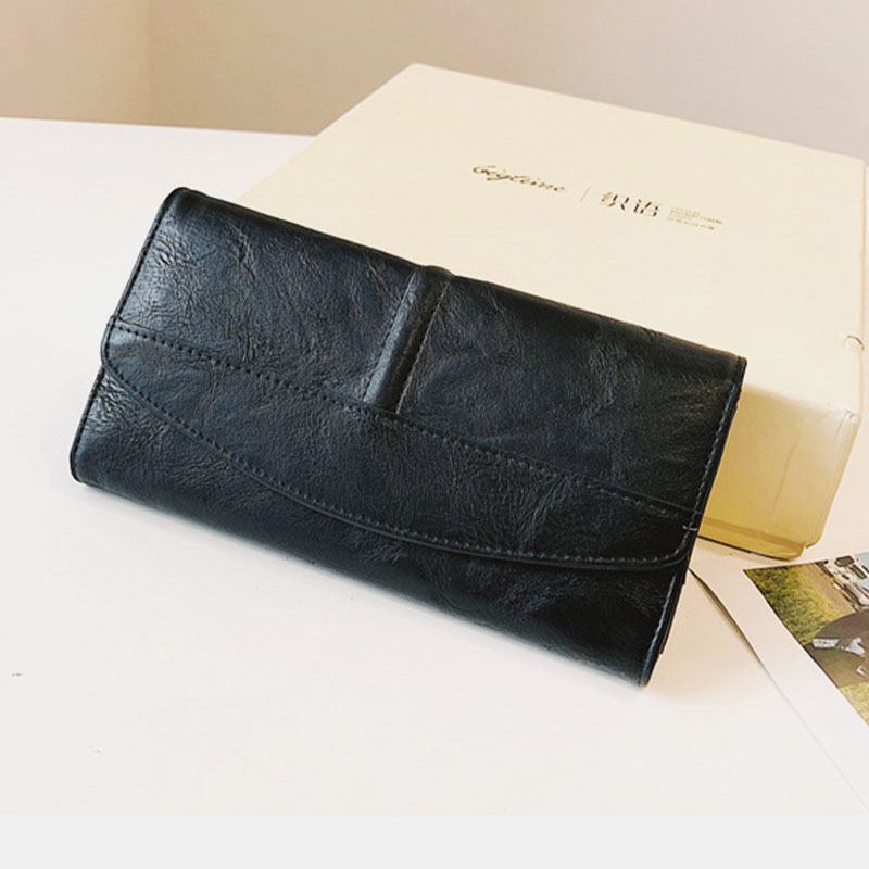 Unisex Kunstskinn Retro Trifold Håndbærende Multi-slot 5.5-tommers Telefon Clutch Veske Lommebok