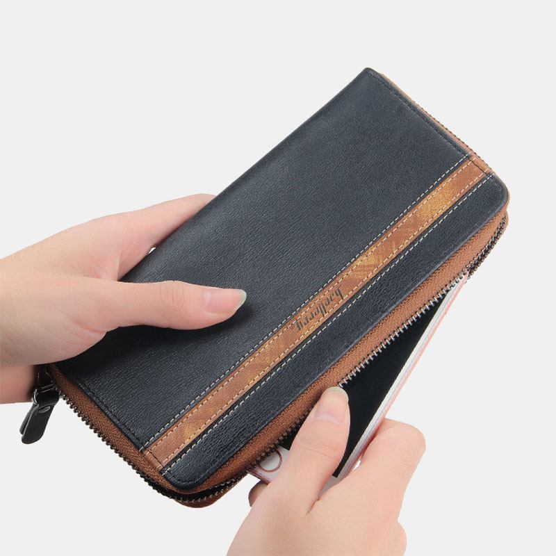 Unisex Multifunksjonsglidelås I Kunstskinn 6.3 Tommers Telefonveske Clutch Lommebok Multi-slot Kortholder Lommebok