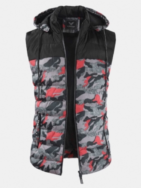 Herre Camo Patchwork Avtakbar Hette Tykk Varm Polstret Vest