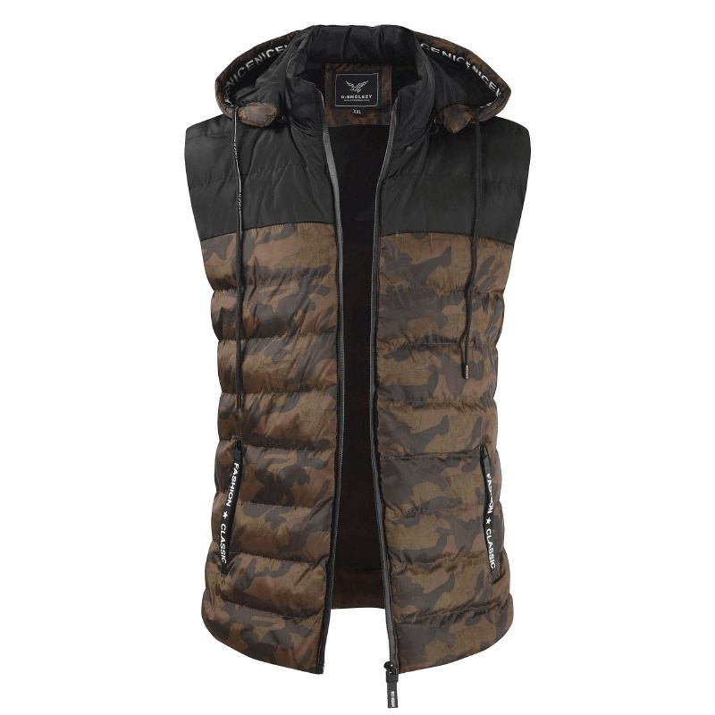 Herre Camo Patchwork Avtakbar Hette Tykk Varm Polstret Vest