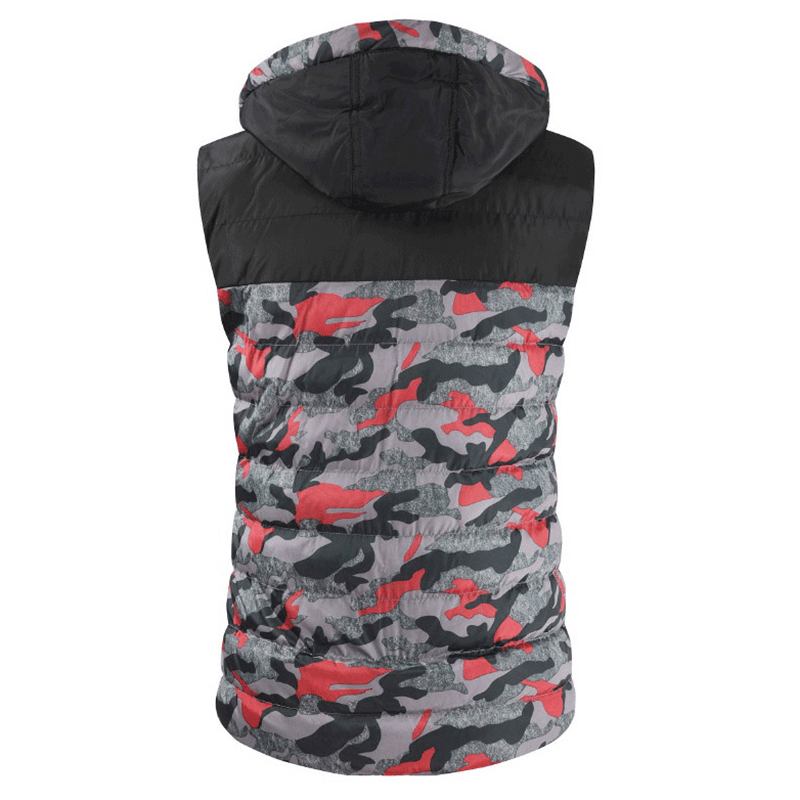 Herre Camo Patchwork Avtakbar Hette Tykk Varm Polstret Vest