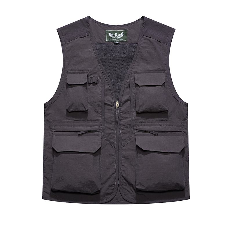 Herre Utendørs Multilommer Glidelås Single Breasted Vest