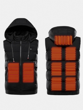 Herre Vanntett Varm Safe Usb Powered Oppvarming Hette Polstret Vest