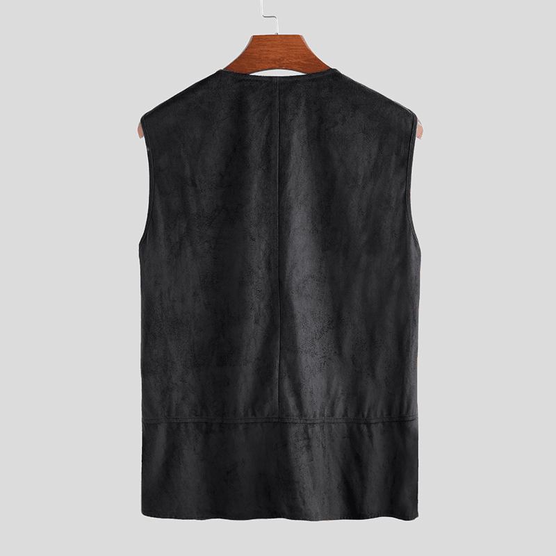 Herre Vintage V-hals Snøring Ensfarget Fritids Vest