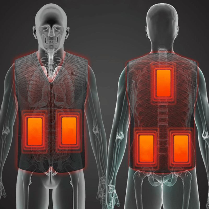 Herre Vinter 65℃ Usb Elektrisk Varmekontrollvest