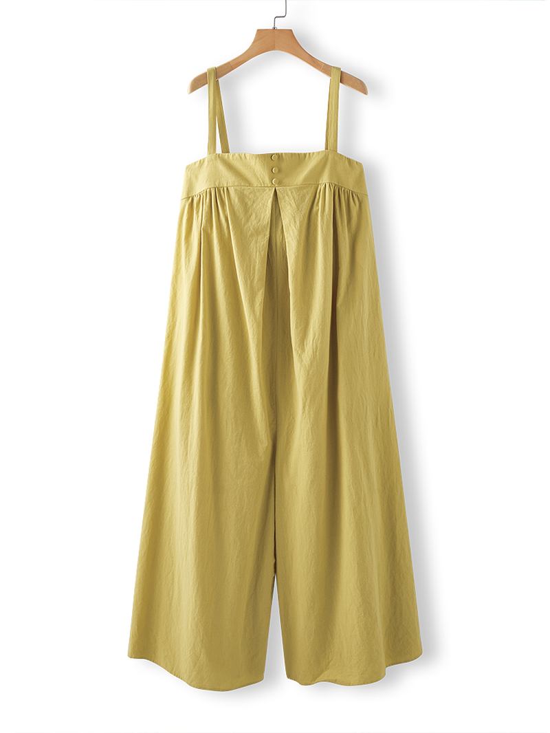 Ensfargede Stropper Plisserte Daglig Uformelle Jumpsuit For Kvinner