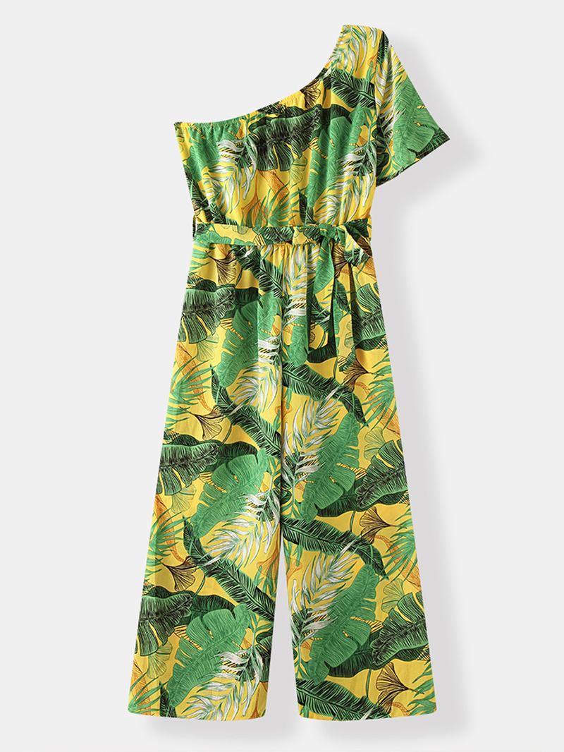 Kvinner Fritids Cold Shoulder Blomstrete Sommerferie Med Trykk Jumpsuit