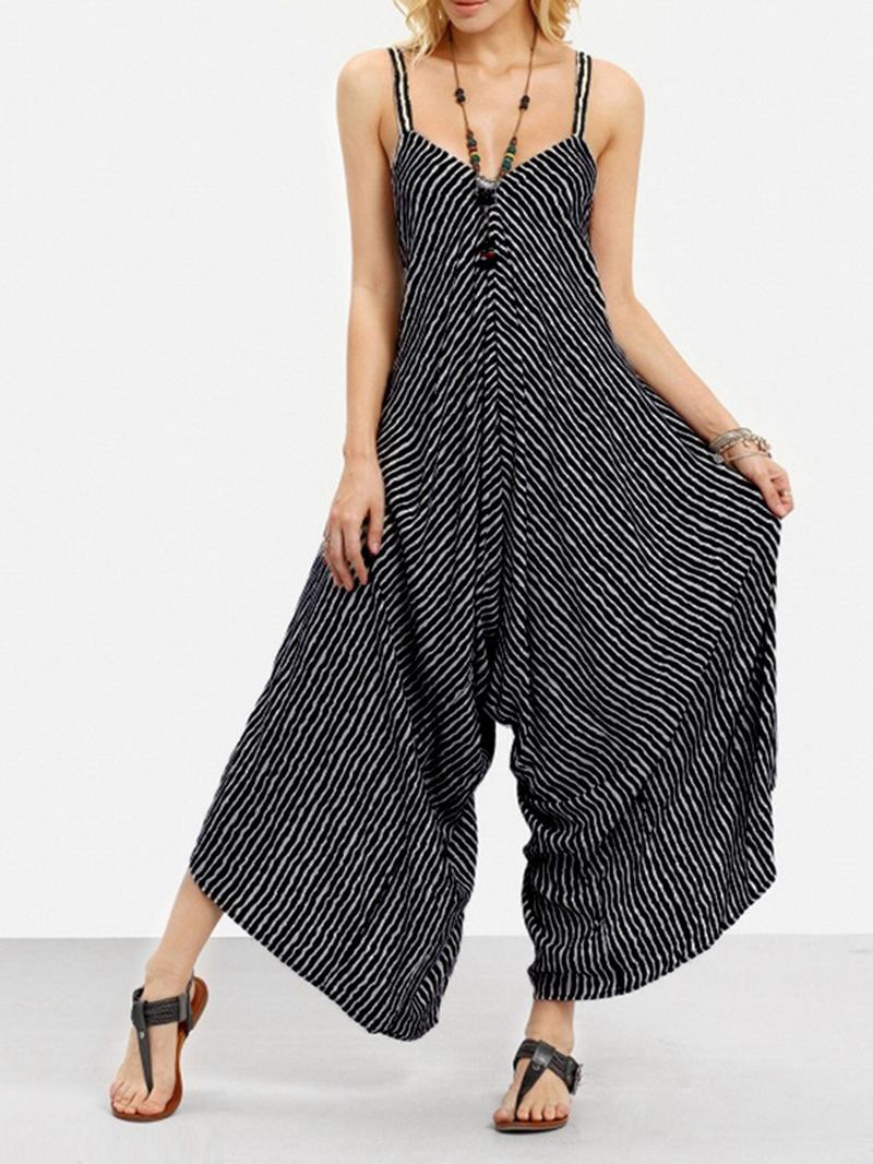 Sexy V-hals Stripete Jumpsuit