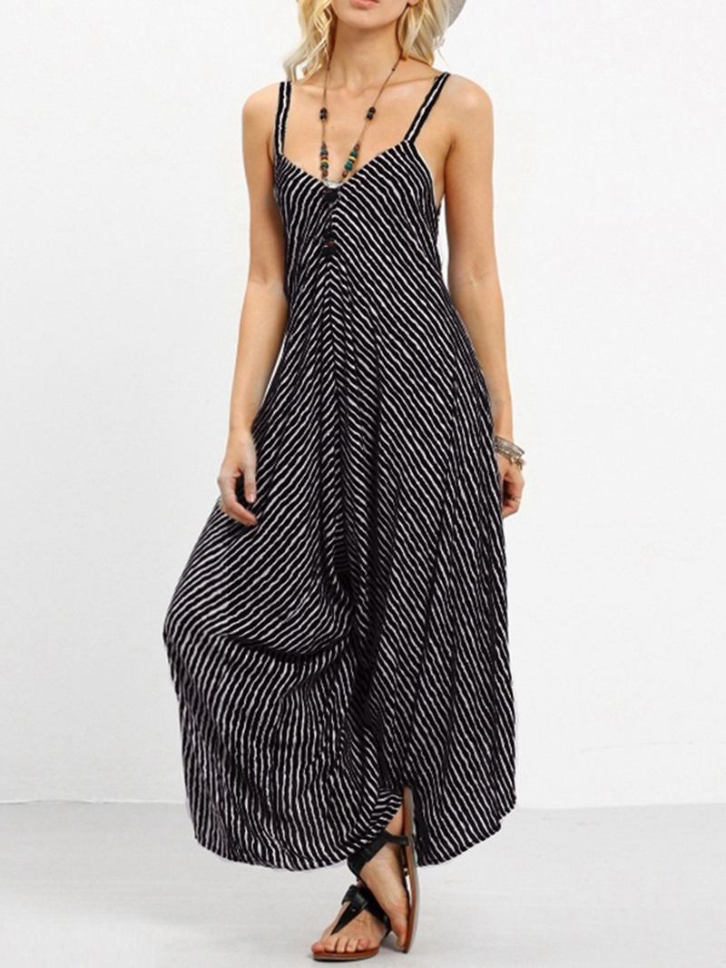 Sexy V-hals Stripete Jumpsuit