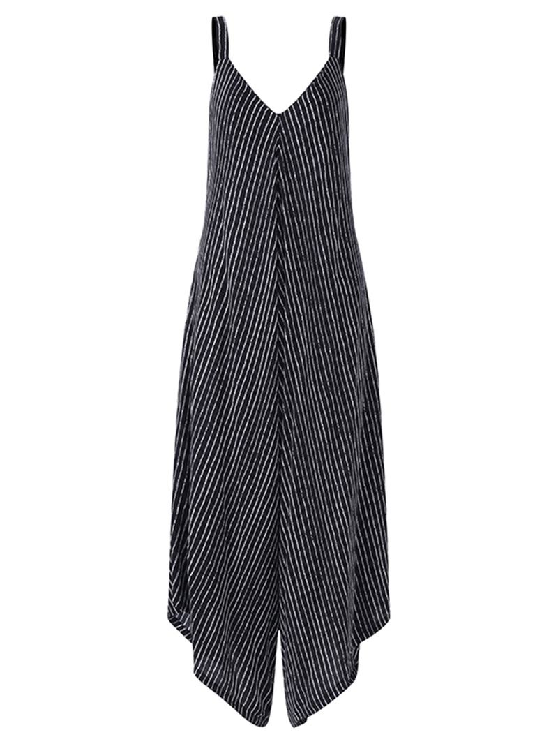 Sexy V-hals Stripete Jumpsuit