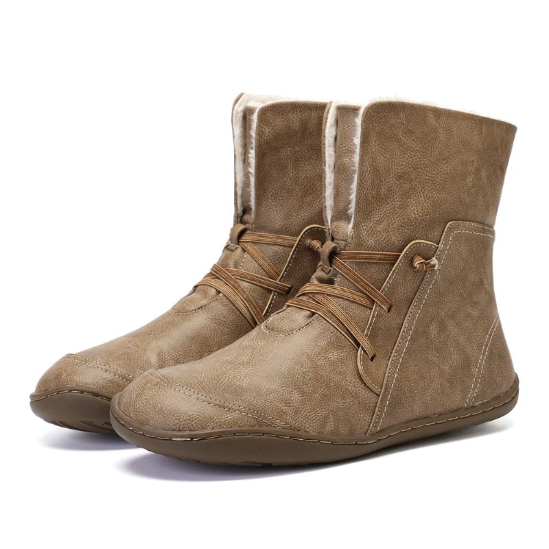 Dame Solid Plysj Fôr Uformelle Vinter Mid Calf Boots