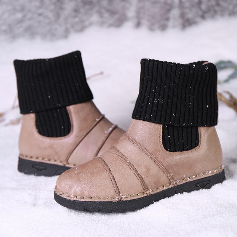 Kuskinnsøm. Varmt Fôr Slip-on Flat Snow Short Boots