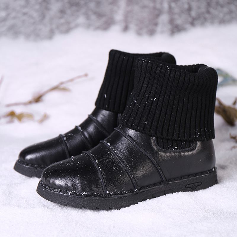 Kuskinnsøm. Varmt Fôr Slip-on Flat Snow Short Boots